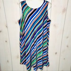 Halogen Bright Diagonal Stripe Shift Sleeveless Dress Stripes Striped
